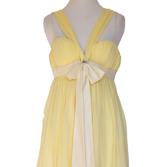MARC BOUWER Yellow Cocktail Party Prom Dress Rhinestone Sz 8 Small Silk New - Picture 3 of 4
